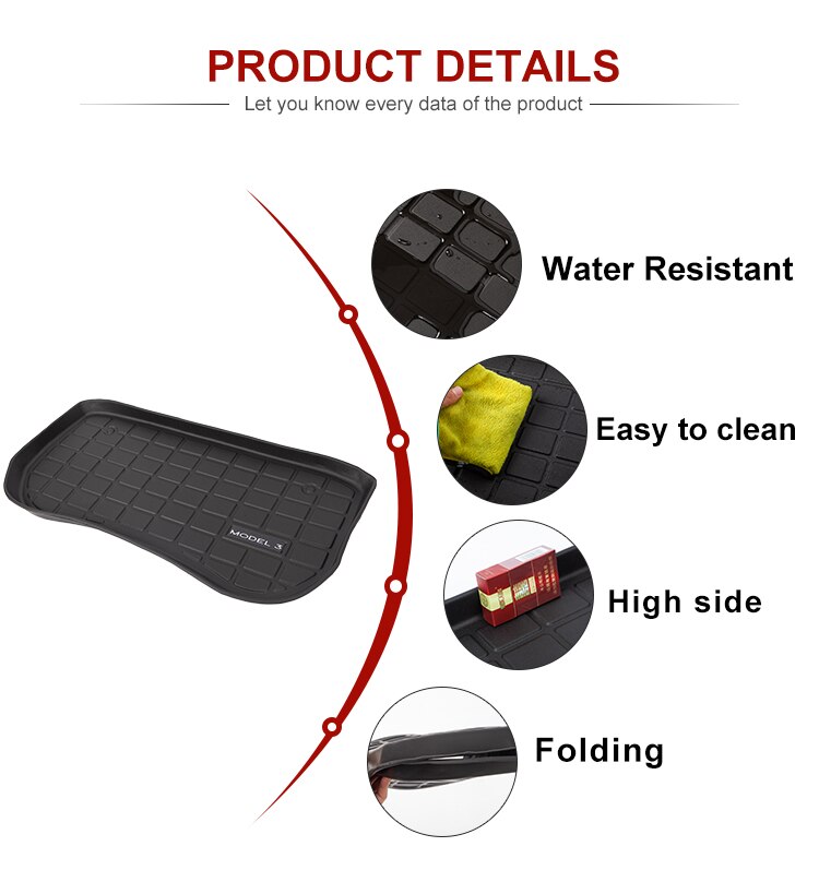 Heenvn New Model3 Car Front Trunk Mat for Tesla Model 3 2021 Accessories TPE Mats Waterproof Wearable Cargo Tray Storage Pads Heenvn New Model3 Car Front Trunk Mat for Tesla Model 3 2021 Accessories TPE Mats Waterproof Wearable Cargo Tray Storage Pads