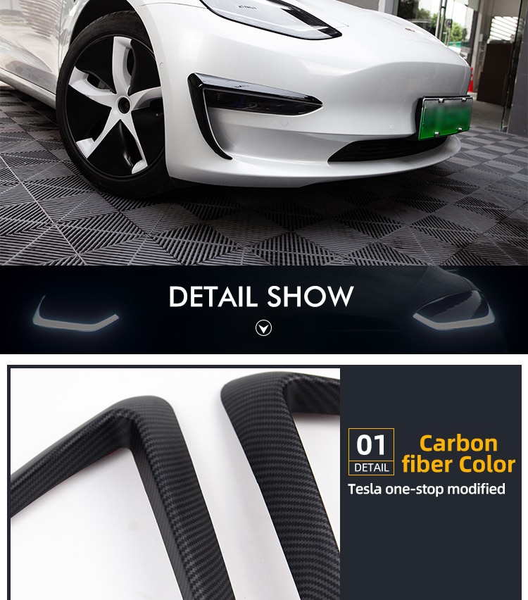 Model3 Tesla Front Blade Trim For Tesla Model 3 2021 Accessories ABS Carbon Fiber Car Accessories Tesla Model Three