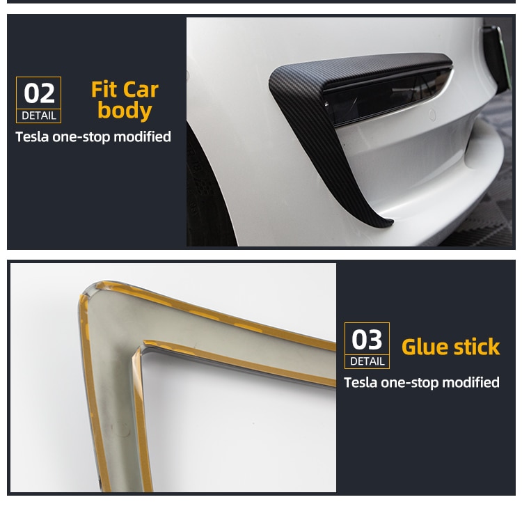 Model3 Tesla Front Blade Trim For Tesla Model 3 2021 Accessories ABS Carbon Fiber Car Accessories Tesla Model Three