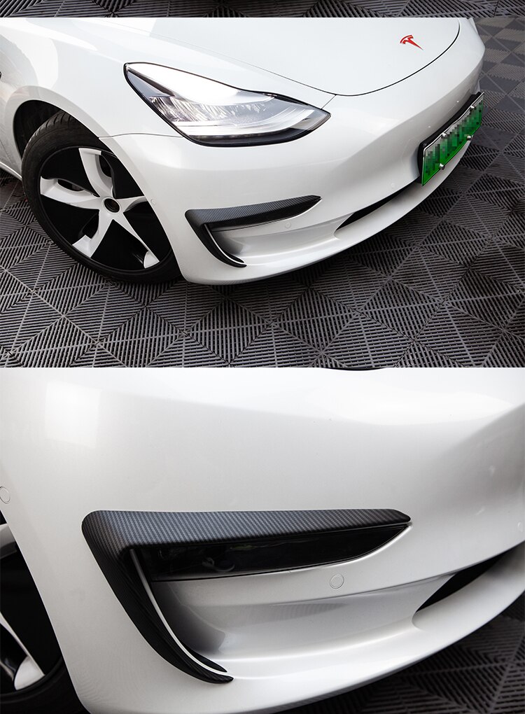 Model3 Tesla Front Blade Trim For Tesla Model 3 2021 Accessories ABS Carbon Fiber Car Accessories Tesla Model Three