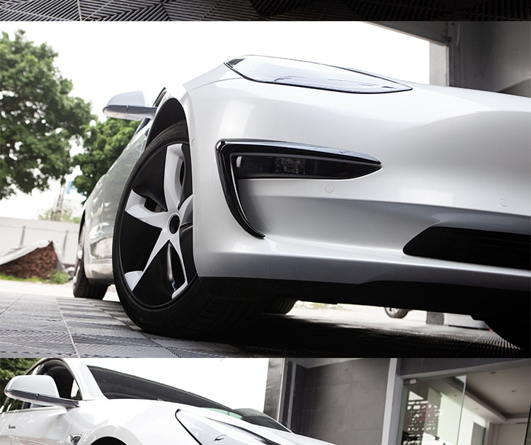 Model3 Tesla Front Blade Trim For Tesla Model 3 2021 Accessories ABS Carbon Fiber Car Accessories Tesla Model Three