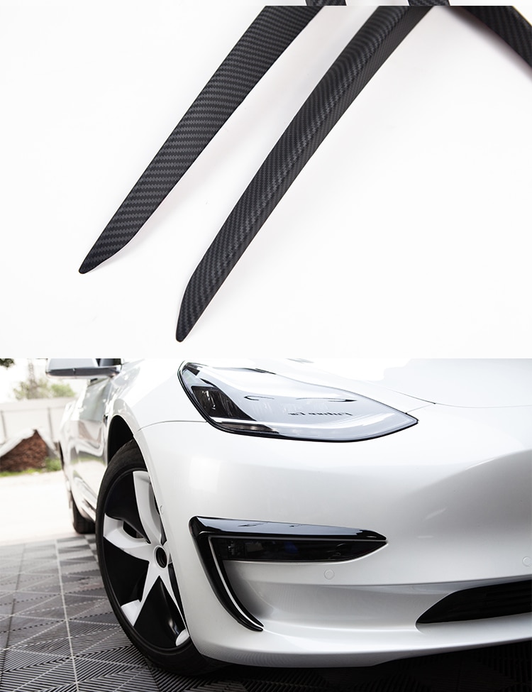 Model3 Tesla Front Blade Trim For Tesla Model 3 2021 Accessories ABS Carbon Fiber Car Accessories Tesla Model Three