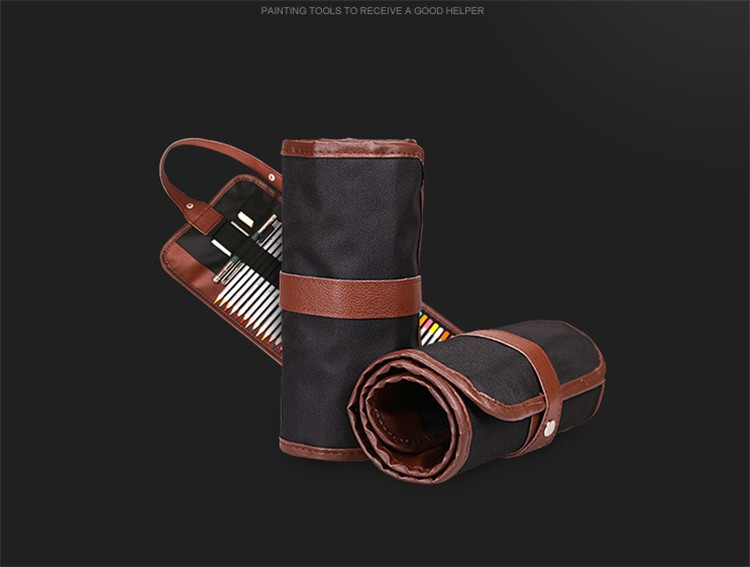 36/48/72 Holes Penalty Pencil Case School Canvas Roll Pouch Makeup Comestic Brown Brush Pen Storage Pecncil Box Estuches School 36/48/72 Holes Penalty Pencil Case School Canvas Roll Pouch Makeup Comestic Brown Brush Pen Storage Pecncil Box Estuches School