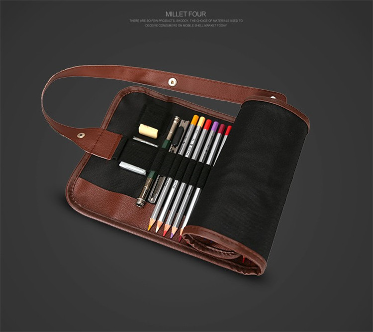 36/48/72 Holes Penalty Pencil Case School Canvas Roll Pouch Makeup Comestic Brown Brush Pen Storage Pecncil Box Estuches School 36/48/72 Holes Penalty Pencil Case School Canvas Roll Pouch Makeup Comestic Brown Brush Pen Storage Pecncil Box Estuches School