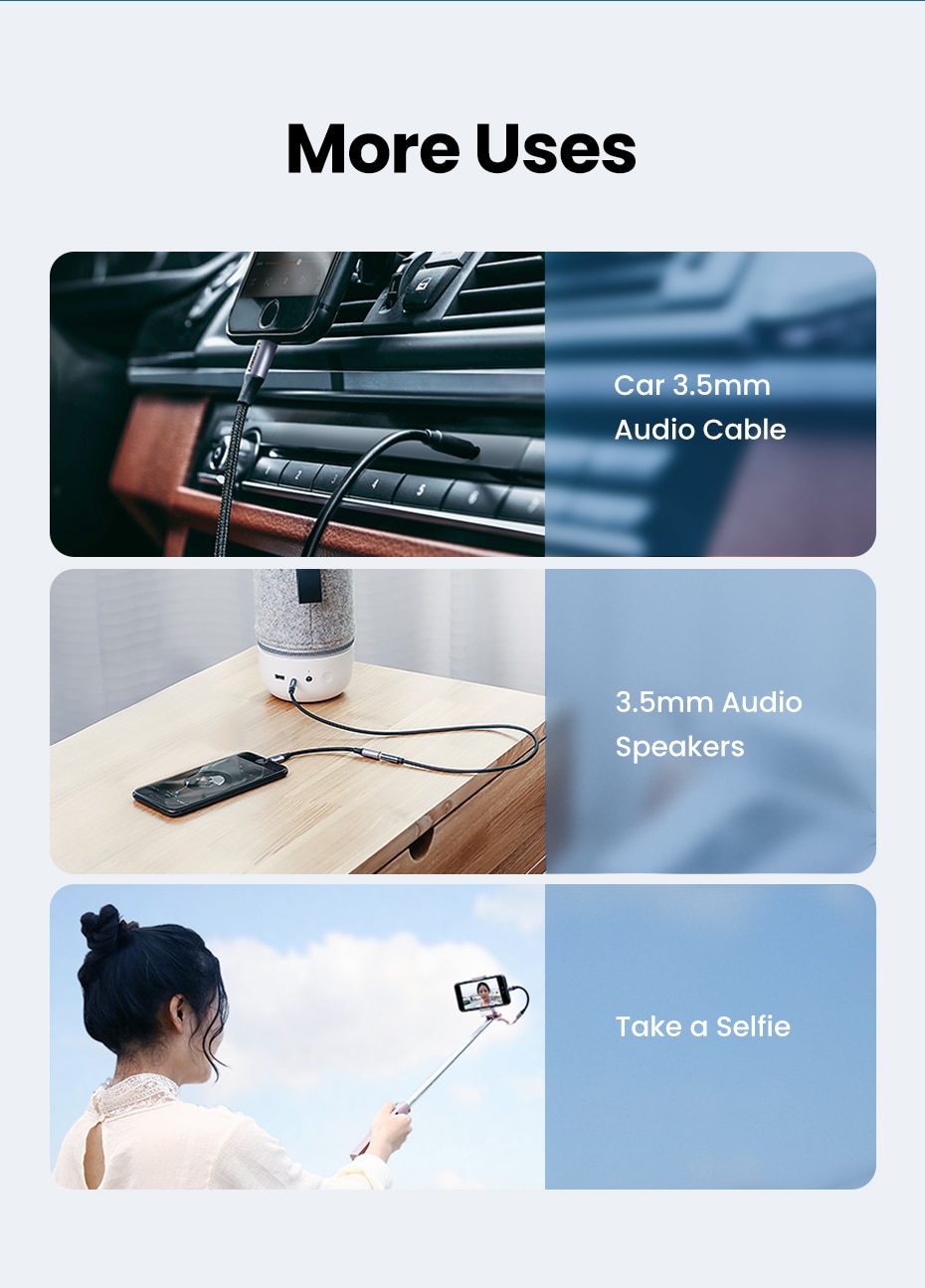 Ugreen MFi Lightning to 3.5mm Headphones Adapter for iPhone 12 11 Pro 8 7 Aux 3.5mm Jack Cable for Lightning Adapter Accessories Ugreen MFi Lightning to 3.5mm Headphones Adapter for iPhone 12 11 Pro 8 7 Aux 3.5mm Jack Cable for Lightning Adapter Accessories