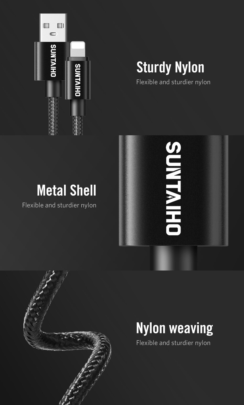 Suntaiho 2.4A USB Cable for iphone Charger cable XS max Xr X USB Fast Charging Cable for iPhone 8 7 6 5s Plus Phone Charger Cord