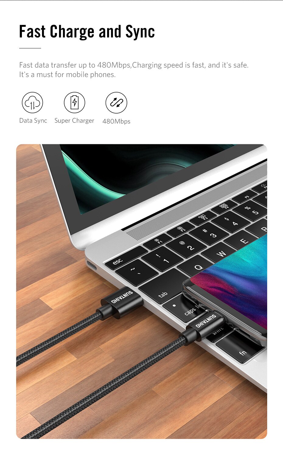 Suntaiho 2.4A USB Cable for iphone Charger cable XS max Xr X USB Fast Charging Cable for iPhone 8 7 6 5s Plus Phone Charger Cord