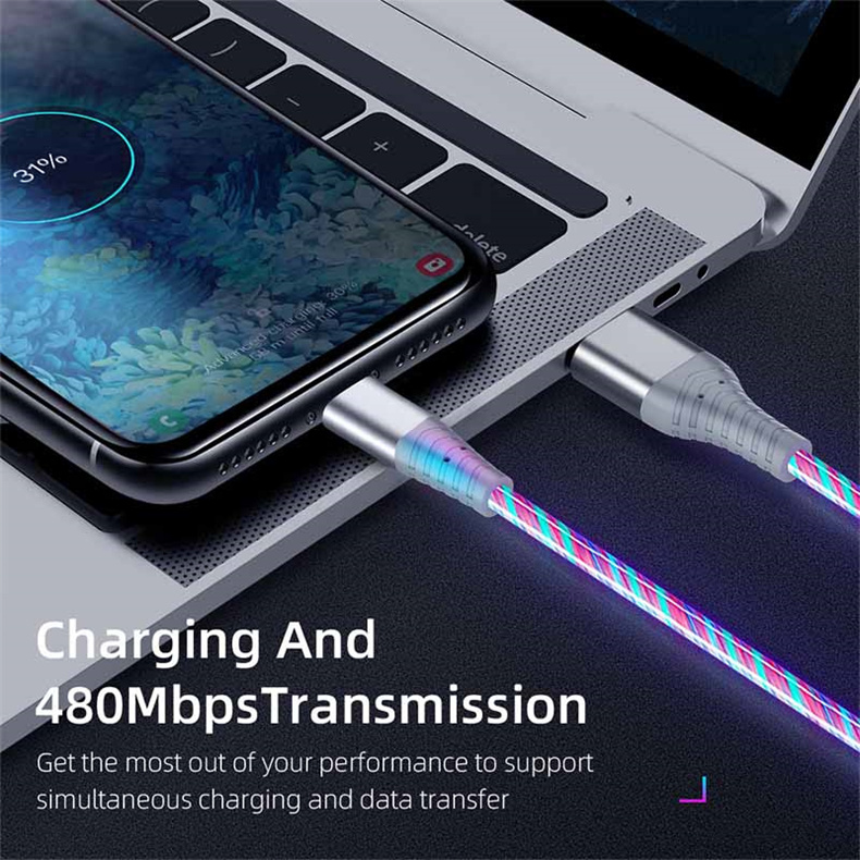 Flow Luminous USB Type C Cable 3A Fast Charging Data Cord for Samsung Xiaomi OPPO Huawei IPhone Charger Micro USB Wire LED Cable Flow Luminous USB Type C Cable 3A Fast Charging Data Cord for Samsung Xiaomi OPPO Huawei IPhone Charger Micro USB Wire LED Cable