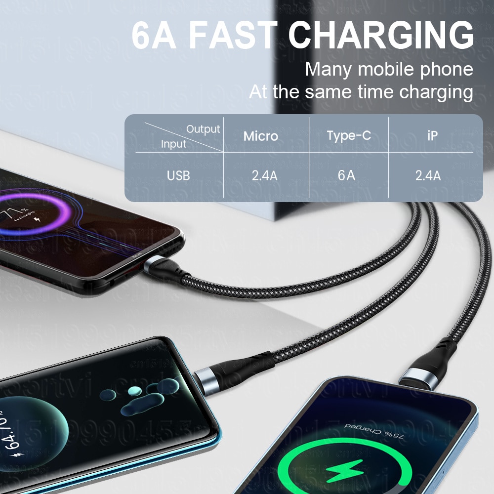 6A 3 in 1 SuperCharging Cable Micro USB Type-C Fast Charger Micro USB Type-C Data Cable For iPhone 14 13 Samsung Xiaomi Huawei 6A 3 in 1 SuperCharging Cable Micro USB Type-C Fast Charger Micro USB Type-C Data Cable For iPhone 14 13 Samsung Xiaomi Huawei