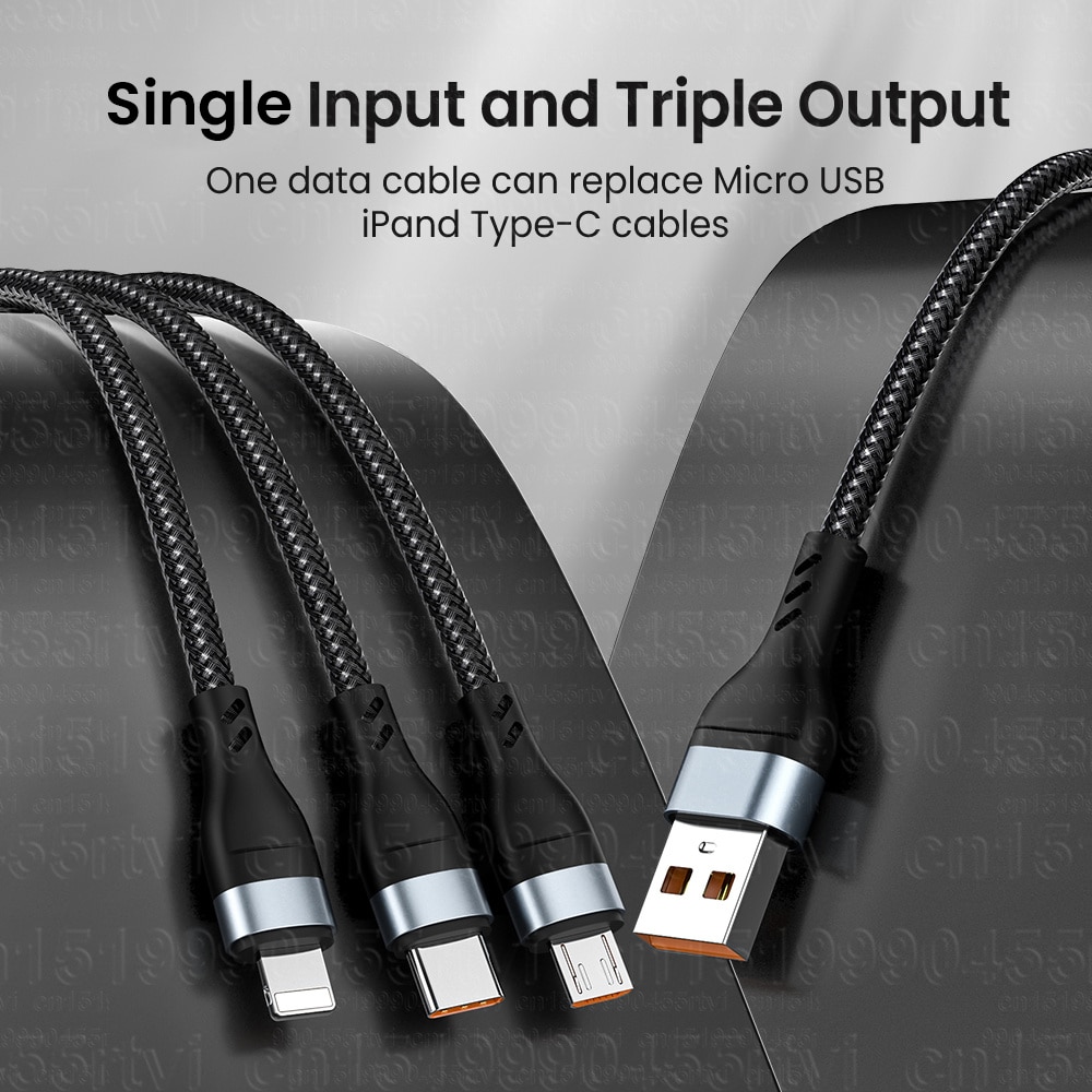 6A 3 in 1 SuperCharging Cable Micro USB Type-C Fast Charger Micro USB Type-C Data Cable For iPhone 14 13 Samsung Xiaomi Huawei 6A 3 in 1 SuperCharging Cable Micro USB Type-C Fast Charger Micro USB Type-C Data Cable For iPhone 14 13 Samsung Xiaomi Huawei