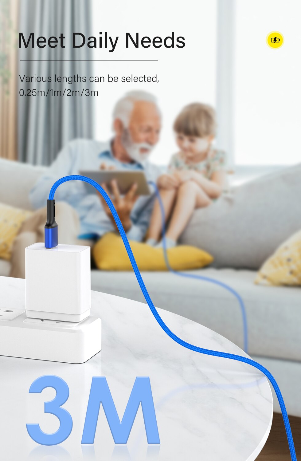 USB Cable For iPhone 14 13 12 11 Pro X XS Max 6 7 8 Plus SE Apple iPad Fast Charge Cord Origin Mobile Phone Charger Data Wire 3m