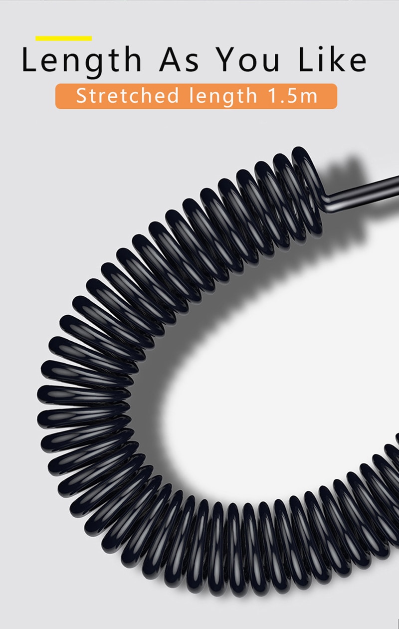 66W 5A USB Type C to Type C Spring Pull Telescopic Fast Charging Cable For Xiaomi Redmi Samsung OPPO Huawei Car USB C Data Cable